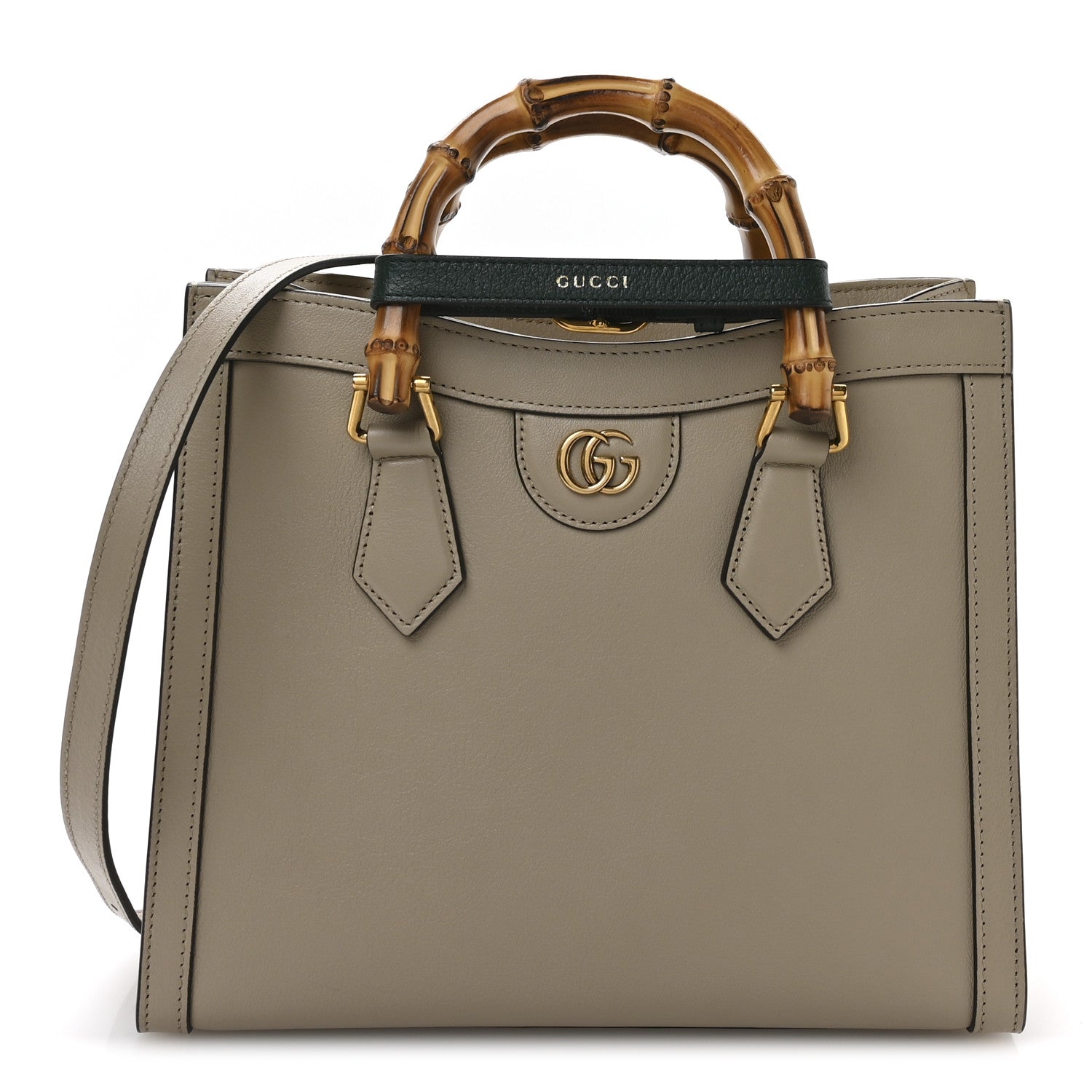 Gucci Wonka Grain Calfskin Small Diana Tote Bag Oatmeal Vintage Green 1 of 10