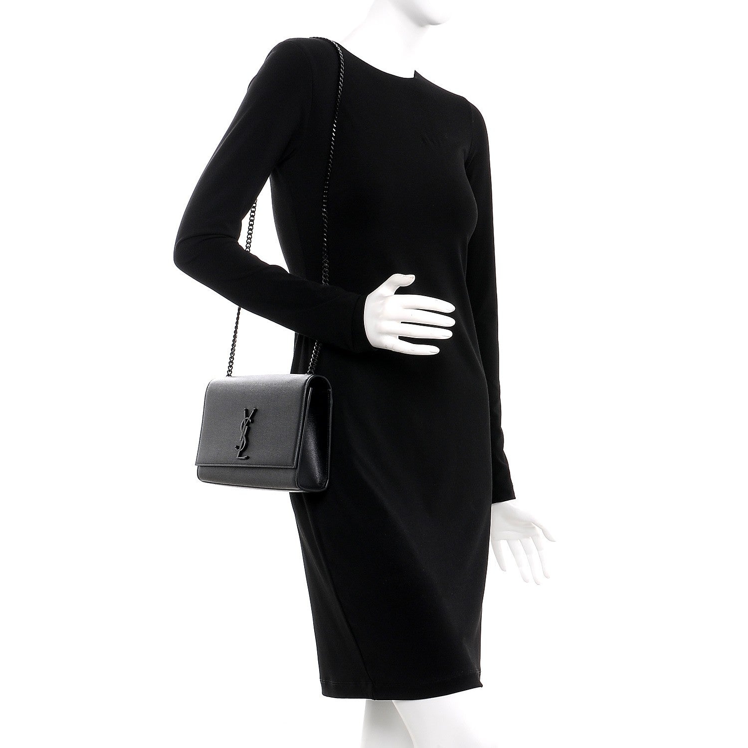 Saint Laurent Grain De Poudre Medium Classic Monogram Kate Satchel Black 2 of 9