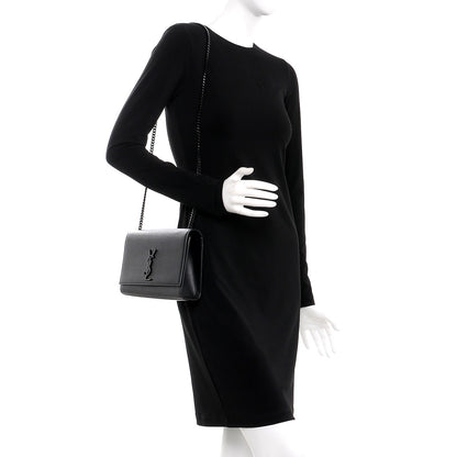 Saint Laurent Grain De Poudre Medium Classic Monogram Kate Satchel Black 2 of 9