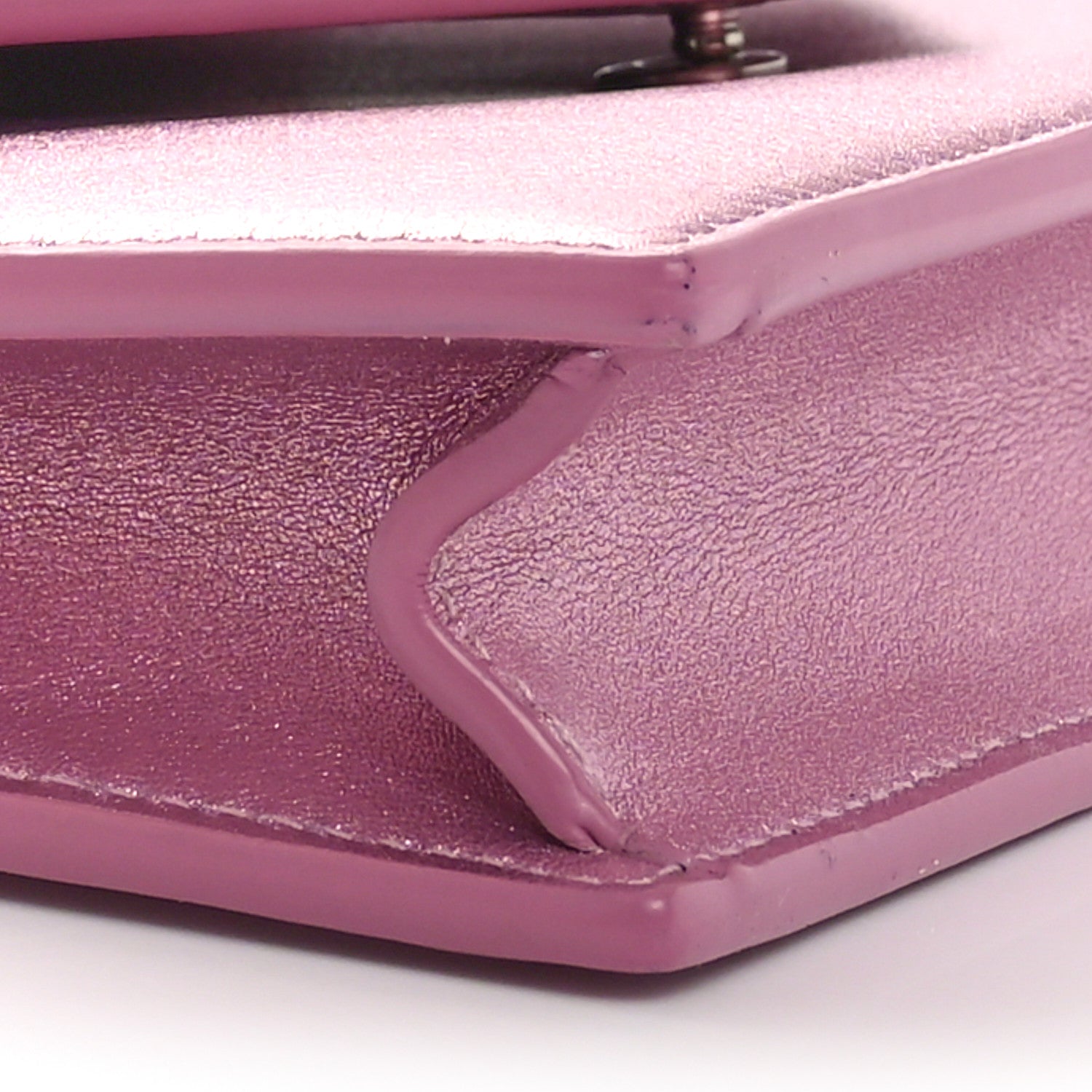 Saint Laurent Metallic Calfskin Monogram Envelope Chain Wallet Pink 8 of 9