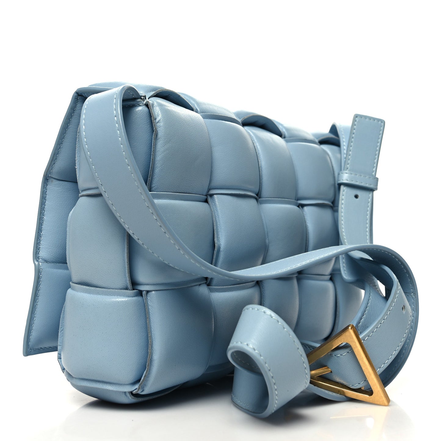 Nappa Maxi Intreccio Padded Cassette Crossbody Bag Ice