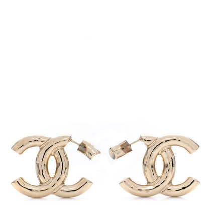 Chanel Metal Large CC Earrings Light Gold 1 of 5