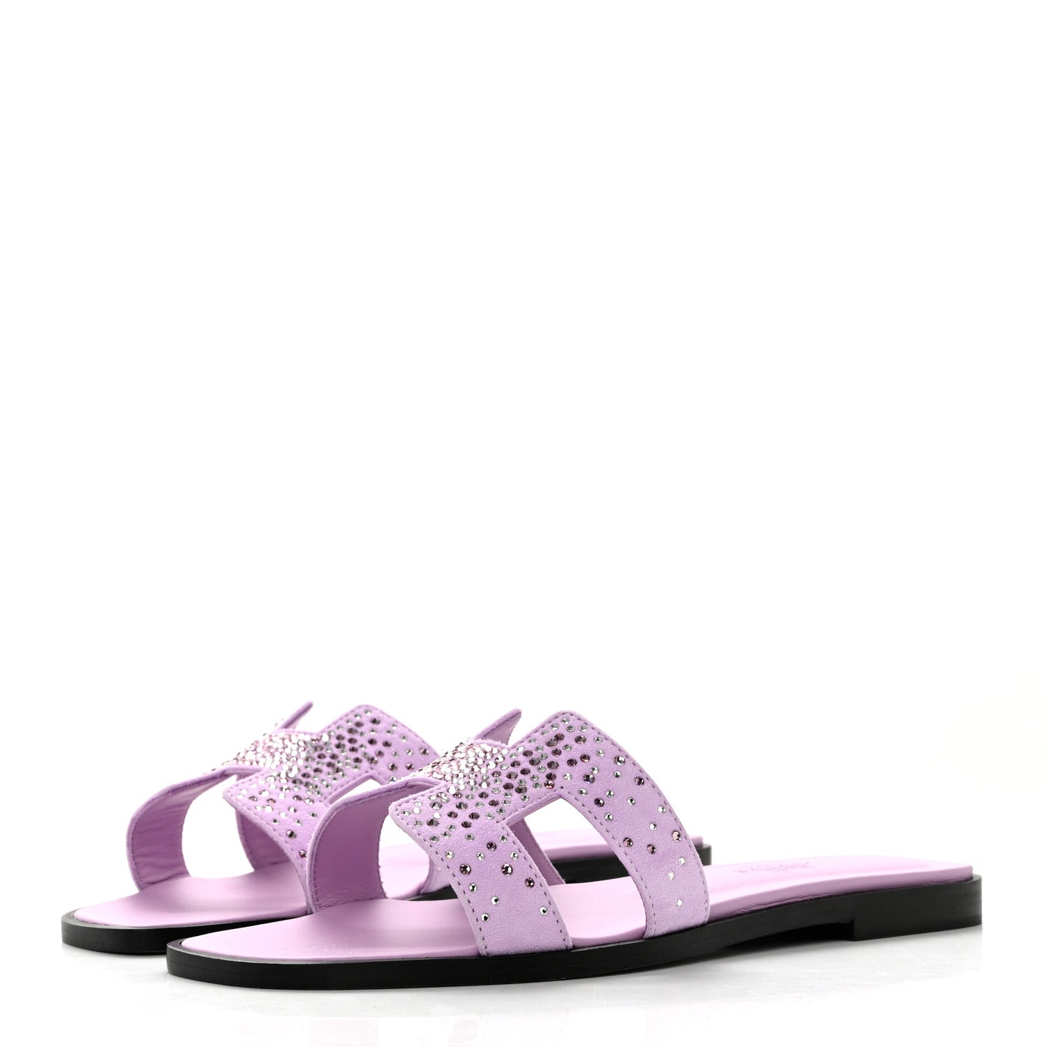 Hermes Suede Goatskin Crystal Oran Sandals 35.5 Violet Amethyste 4 of 9