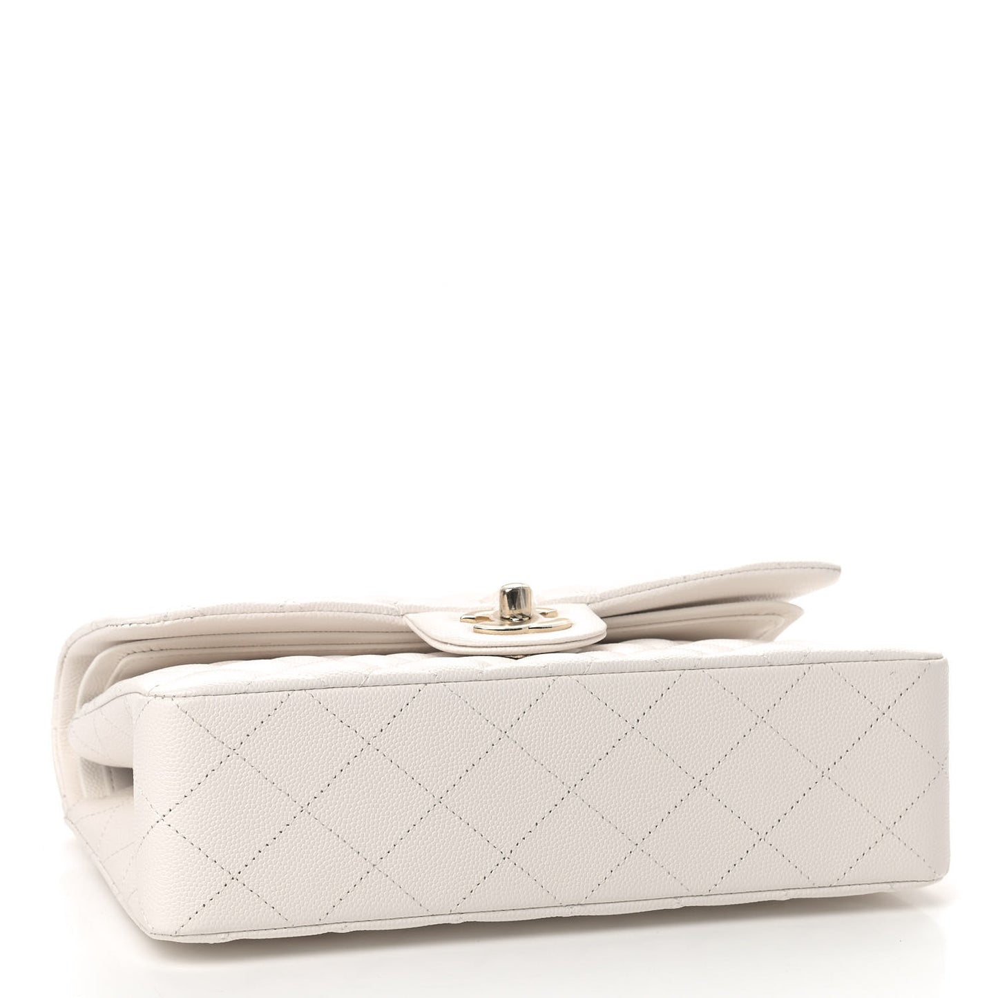 Caviar Quilted Small Double Flap White