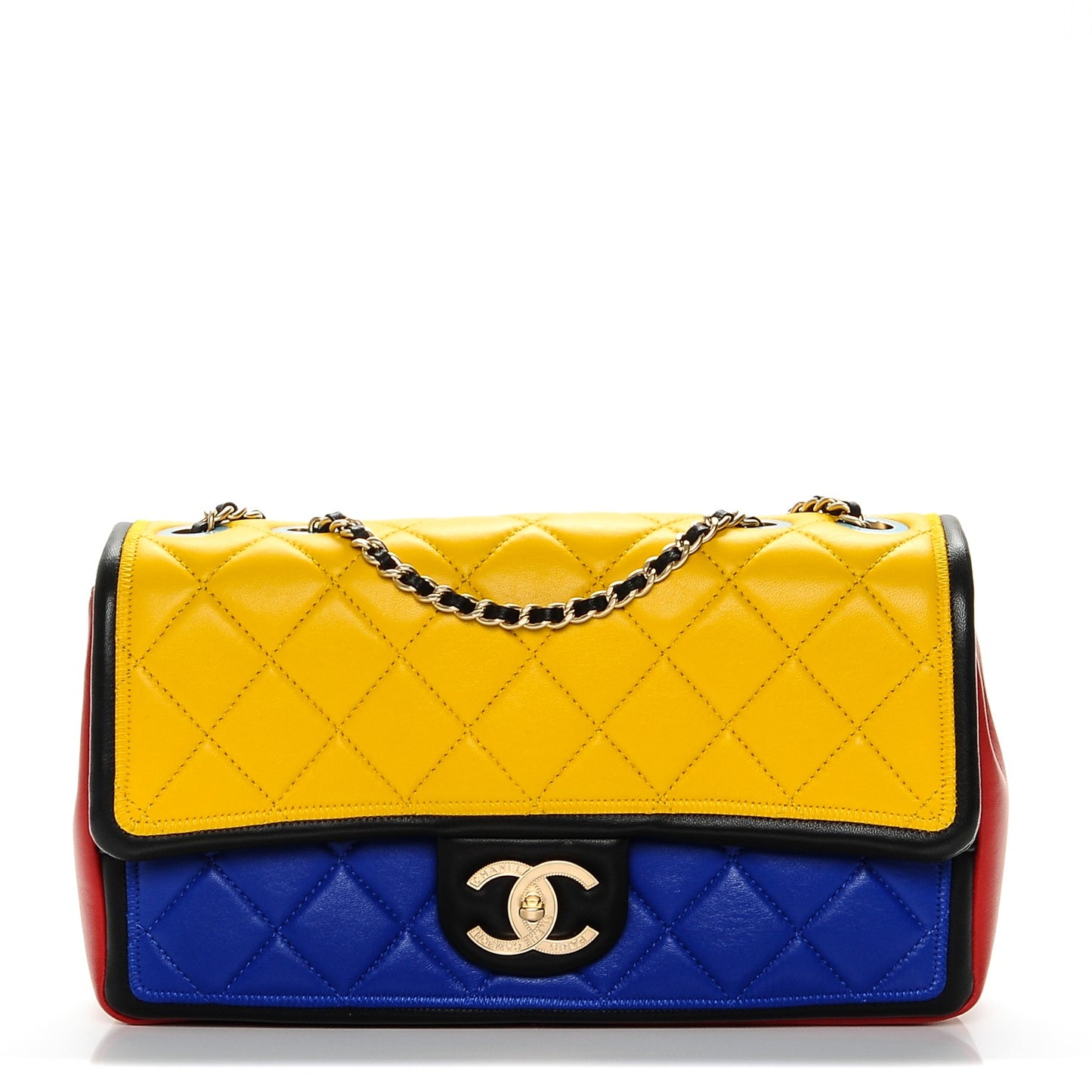 Lambskin Tri-Color Medium Graphic Flap Multicolor
