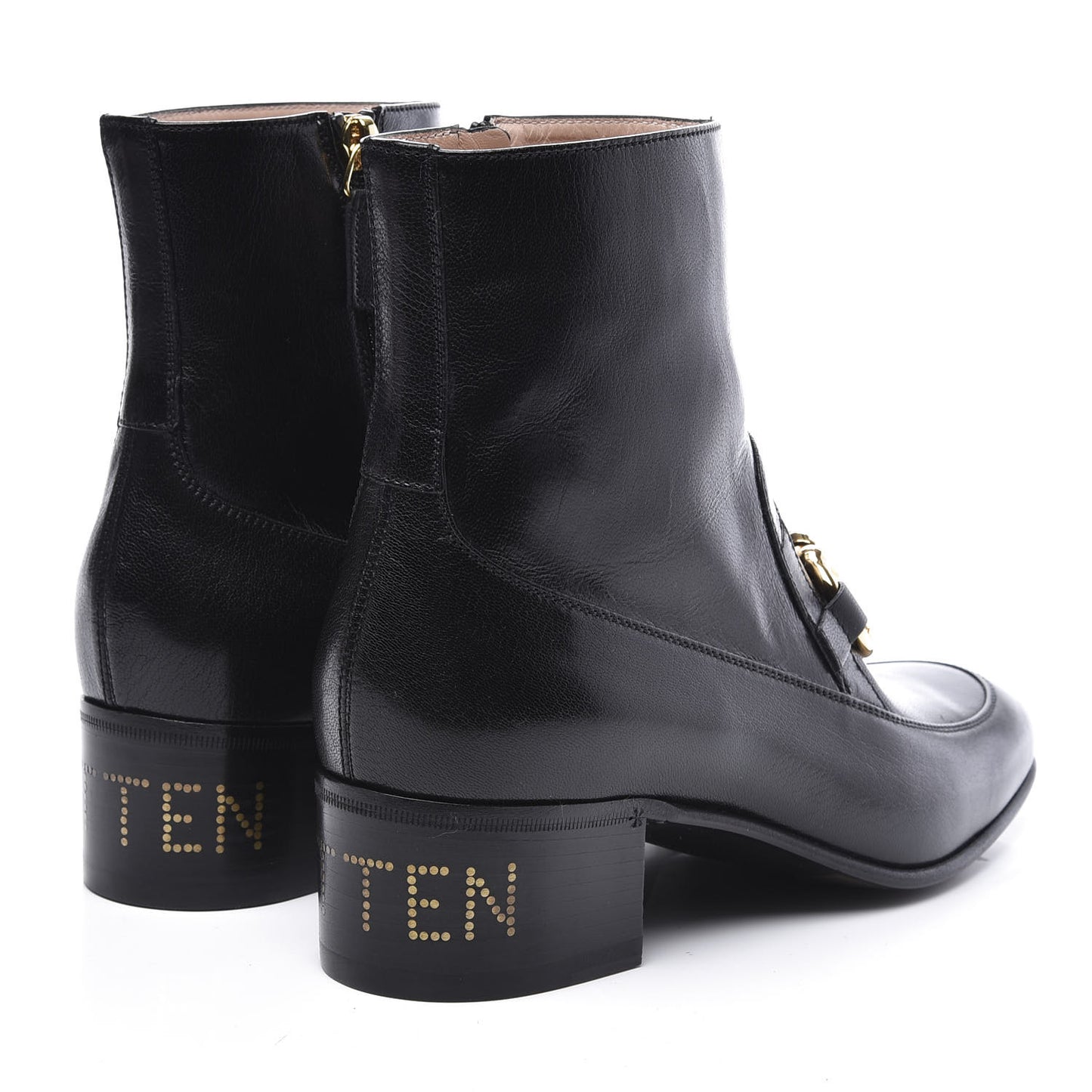 Goatskin Kitten Chain Horsebit Ankle Boots 39 Black