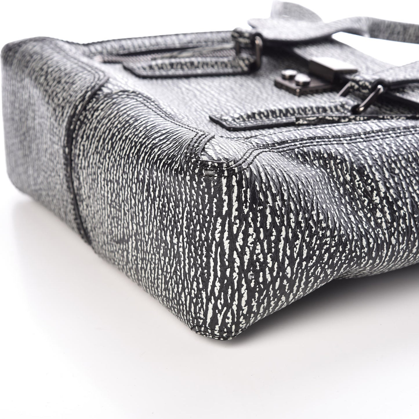 3.1 Textured Calfskin Medium Pashli Satchel Black Cream
