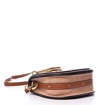 Chloe Calfskin Suede Floral Patchwork Small Nile Bracelet Bag Caramel 4 of 11
