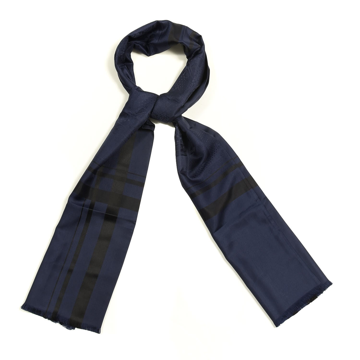 Hermes Silk Echarpe Foulard Muffler Marine Black 1 of 4
