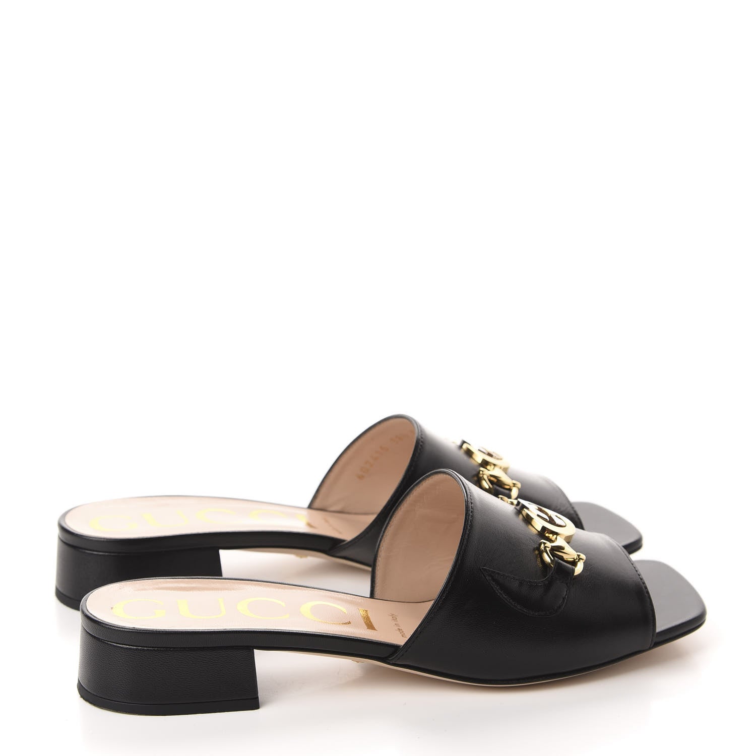 Gucci Malaga Kid Zumi Mid Heel Slide Sandals 38.5 Black 4 of 10