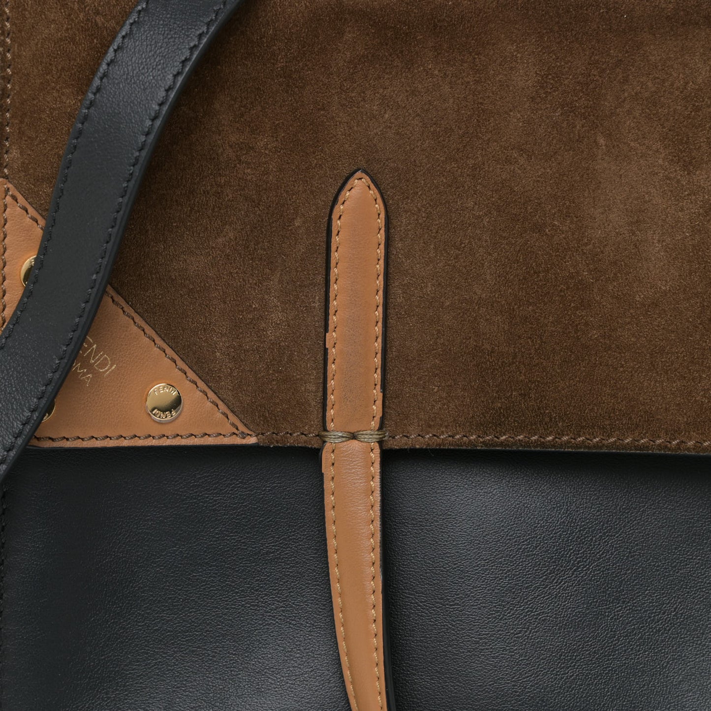 Vitello Grace Suede Flip Tote Black Nocciola Marrone