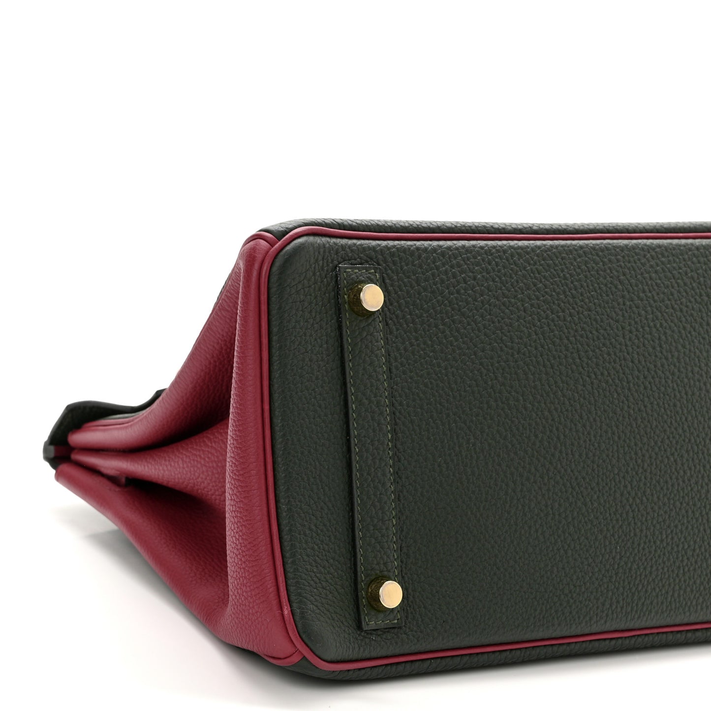 Togo Bi-Color Horseshoe Birkin 30 Garnet Vert Fonce