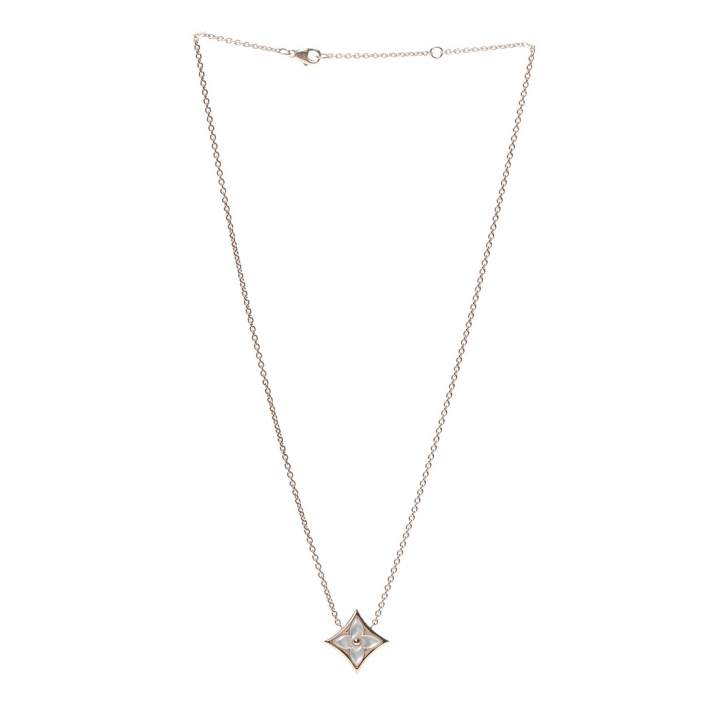 18K Pink Gold Mother Of Pearl Blossom Pendant Necklace
