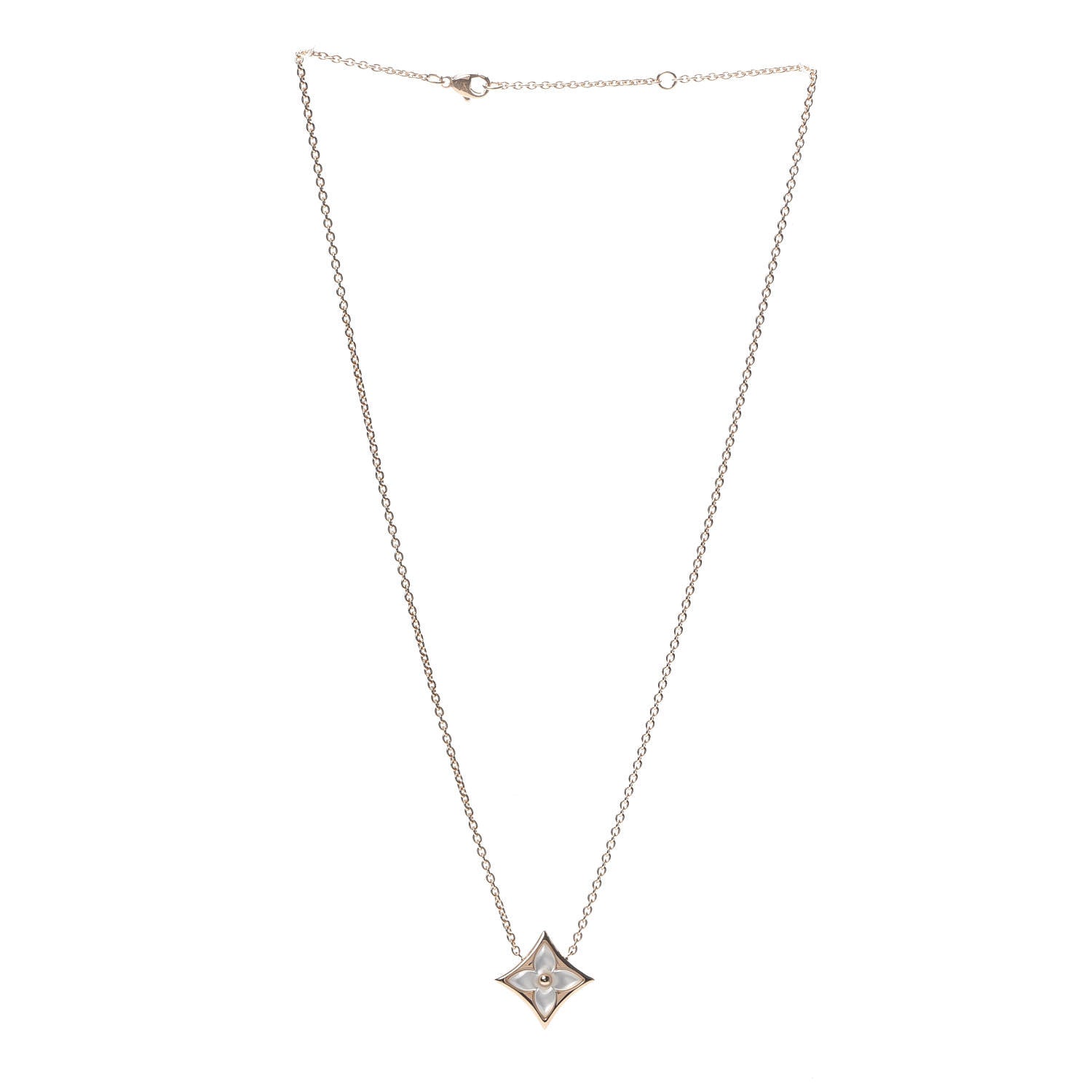 Louis Vuitton 18K Pink Gold Mother Of Pearl Blossom Pendant Necklace 3 of 7