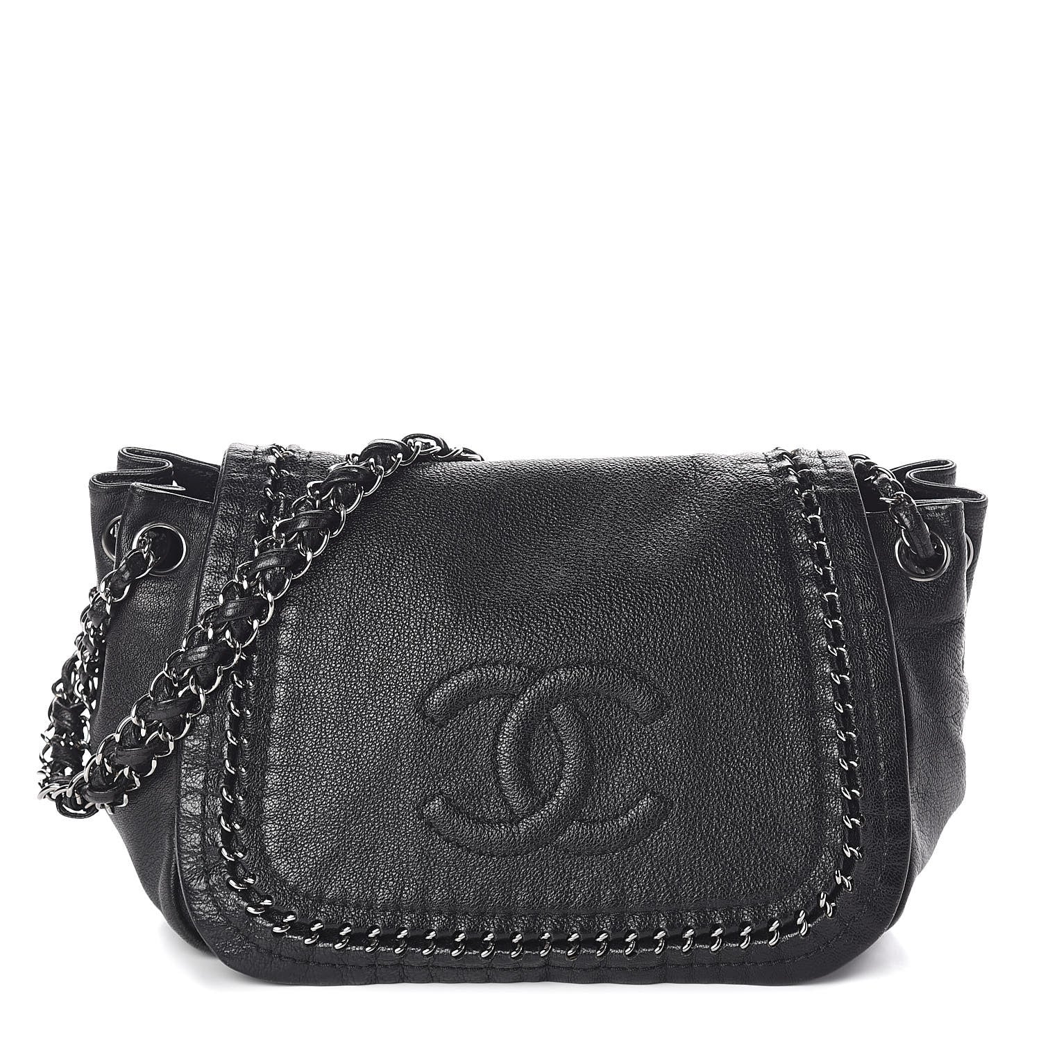 Chanel Metallic Goatskin Luxe Ligne Flap Black 1 of 11