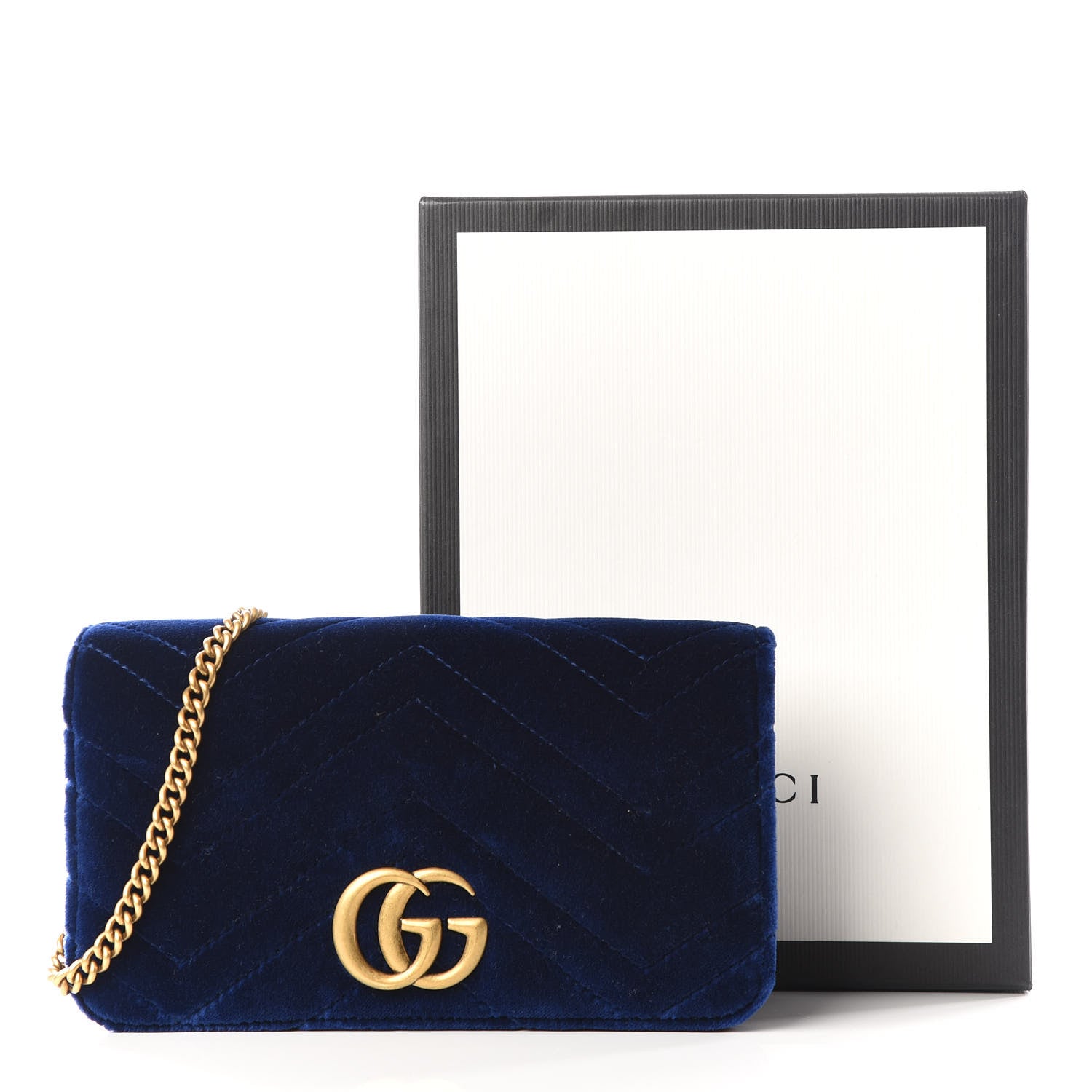 Gucci Velvet Matelasse GG Marmont Mini Bag Cobalt Blue 9 of 11