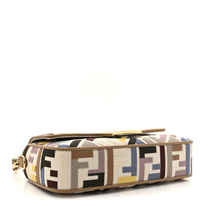 Fendi Canvas Vitello King FF Multicolor Embroidered Baguette Dusty Mauve Cappuccino Multicolor 4 of 10