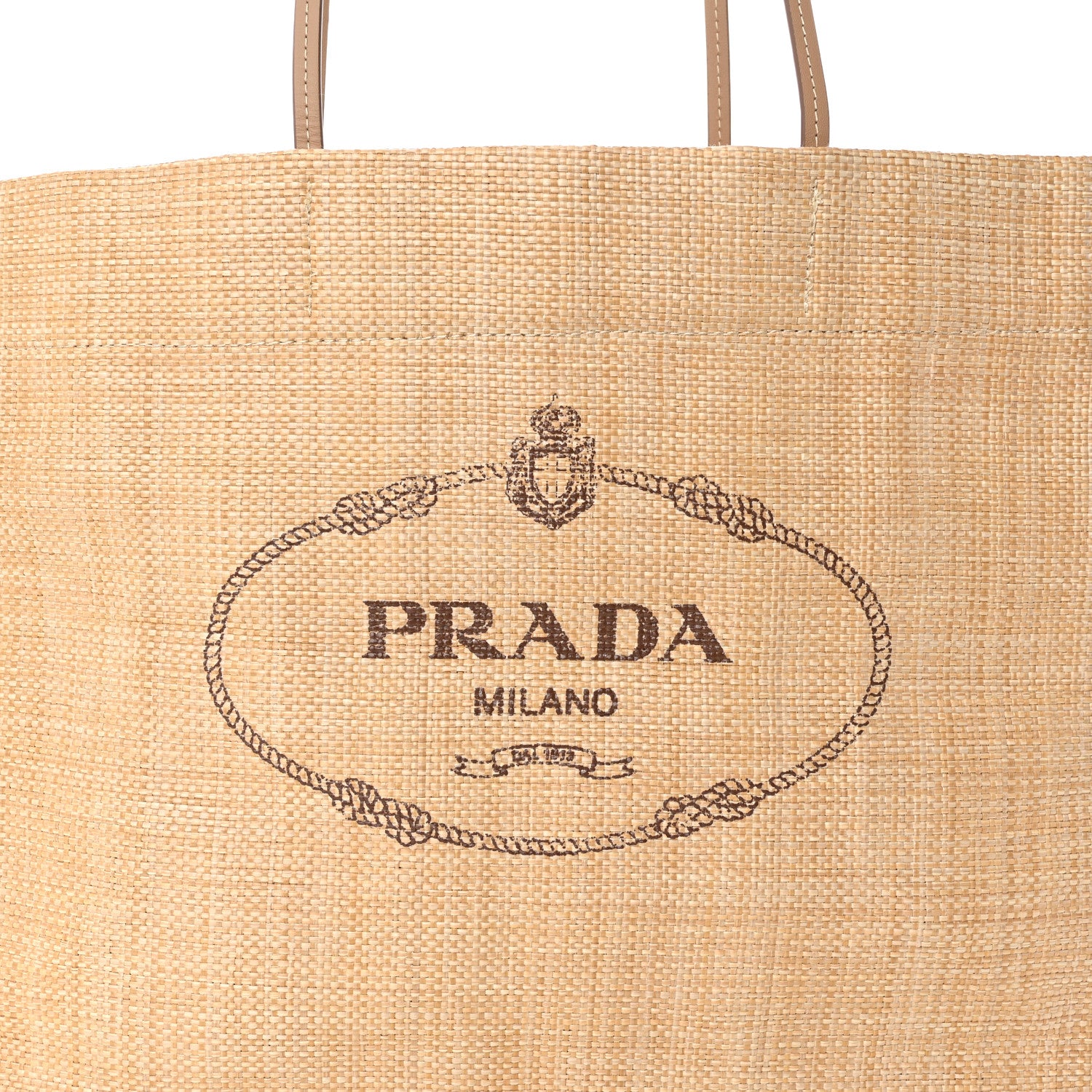 Prada Raffia Logo Tote Naturale 7 of 9
