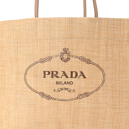 Prada Raffia Logo Tote Naturale 7 of 9