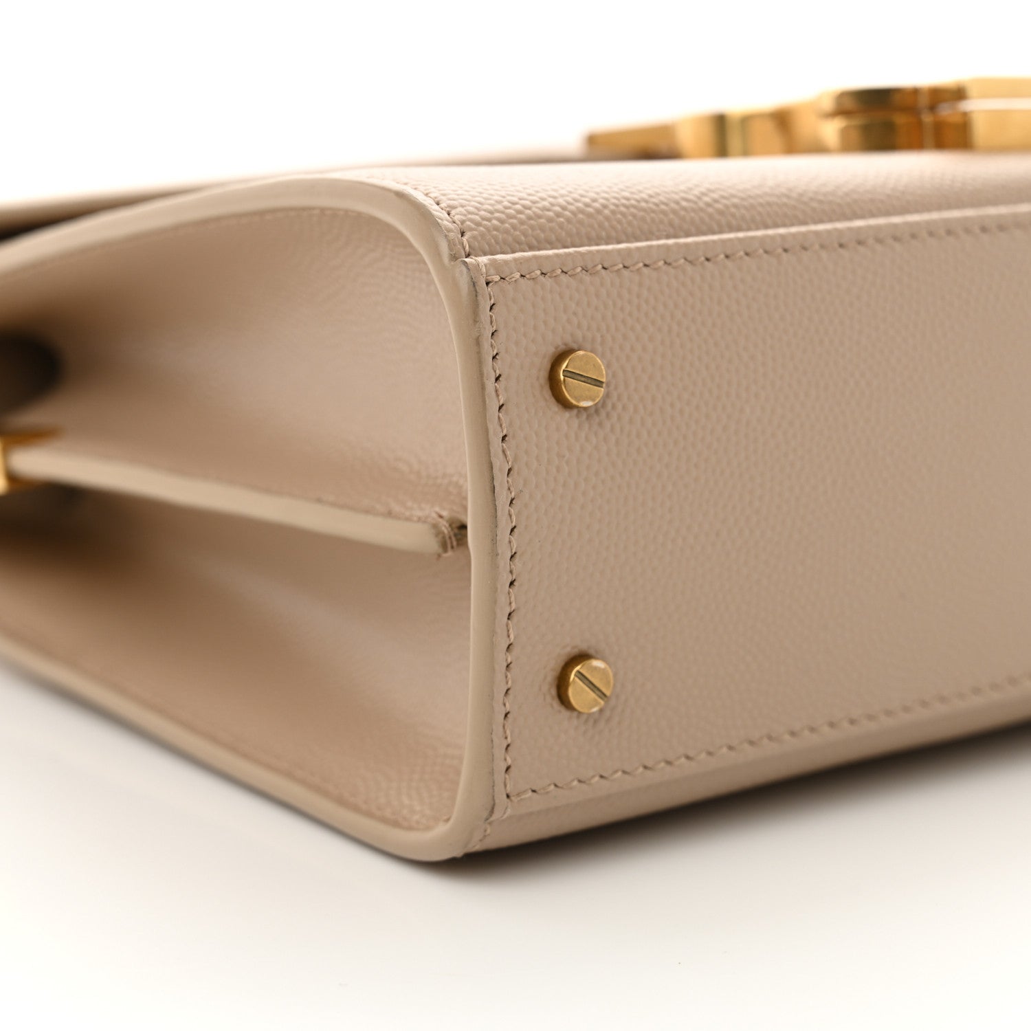 Saint Laurent Grain de Poudre Mini Classic Monogram Cassandra Top Handle Beige 9 of 13