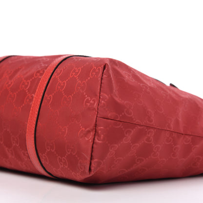 Gucci Nylon Monogram Dollar Calfskin Medium Vertical Tote Vibrant Red 7 of 10