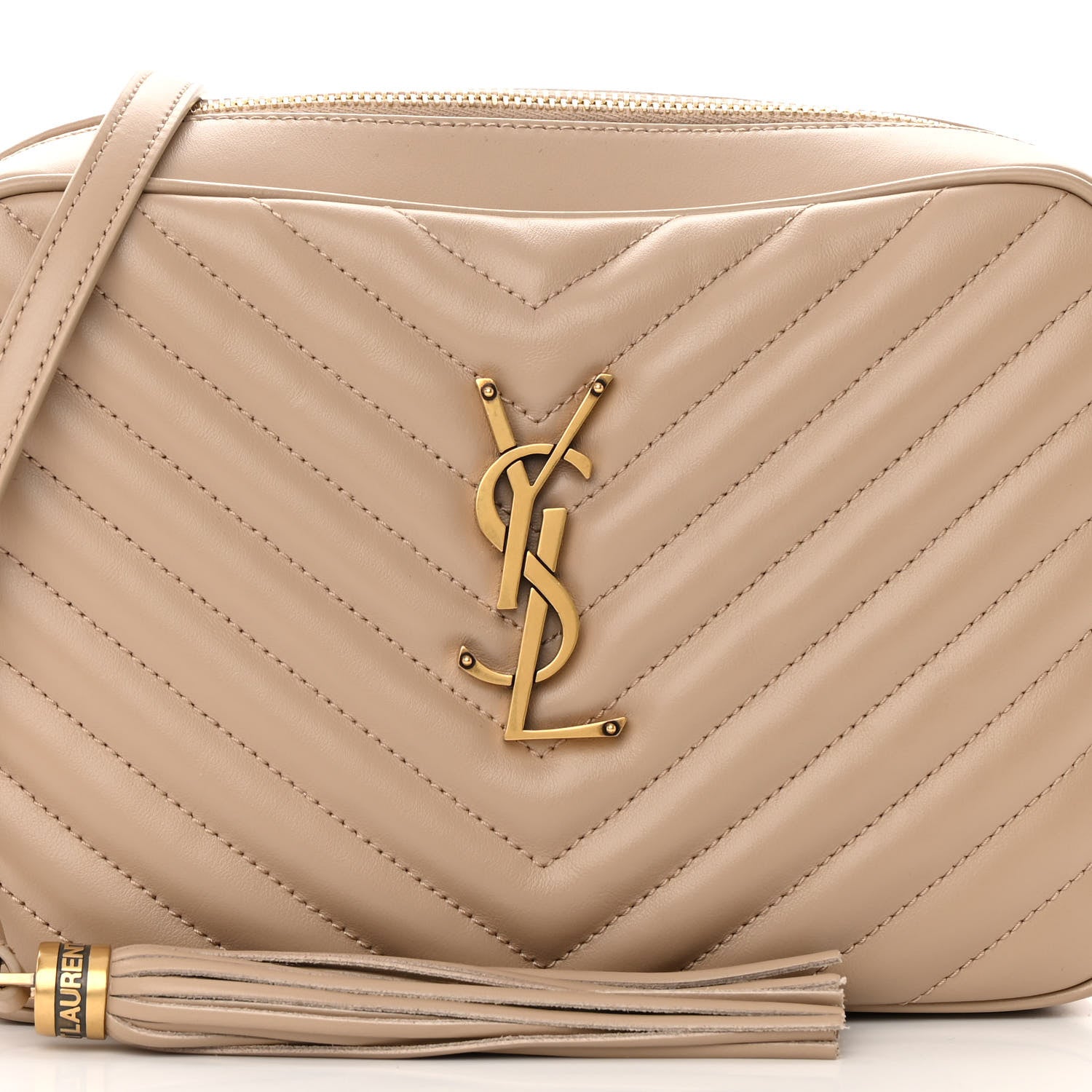 Saint Laurent Calfskin Matelasse Monogram Lou Camera Bag Dark Beige 8 of 15