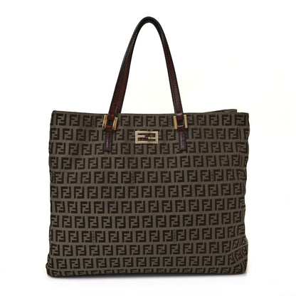Fendi Zucchino Vitello Tote Mogano Panna Bruciato 1 of 9