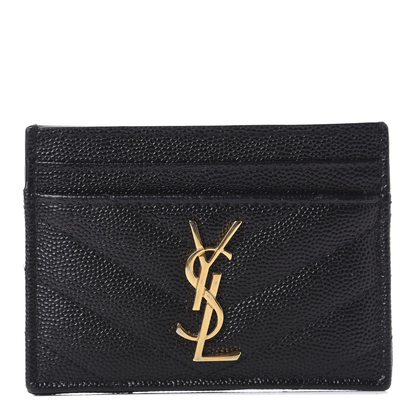 Grain De Poudre Matelasse Chevron Monogram Credit Card Case Black