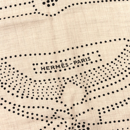 Hermes Cashmere Silk Brandebourgs Points Shawl 140 Naturel Black Vermillon 2 of 4