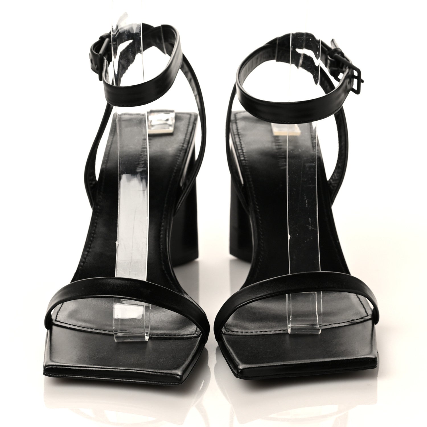 Balenciaga Smooth Calfskin Moon Square Toe 90mm Sandals 37.5 Black 2 of 8