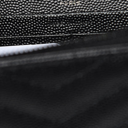 Saint Laurent Grain De Poudre Matelasse Chevron Monogram Chain Wallet Black 9 of 10