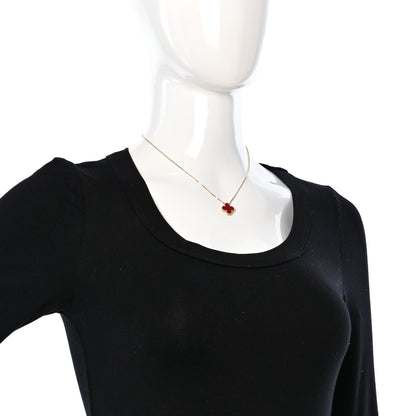 Van Cleef & Arpels 18K Yellow Gold Carnelian Vintage Alhambra Pendant Necklace 3 of 6