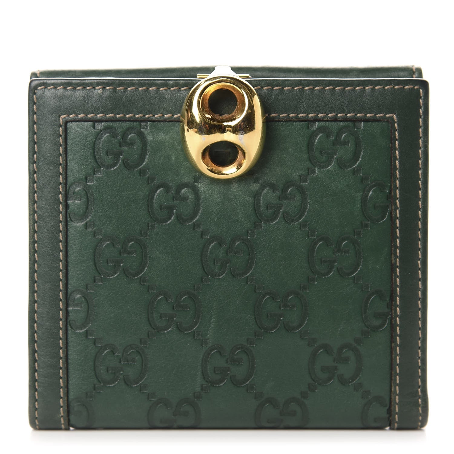 Gucci Guccissima Wave French Wallet Boston Green 1 of 7