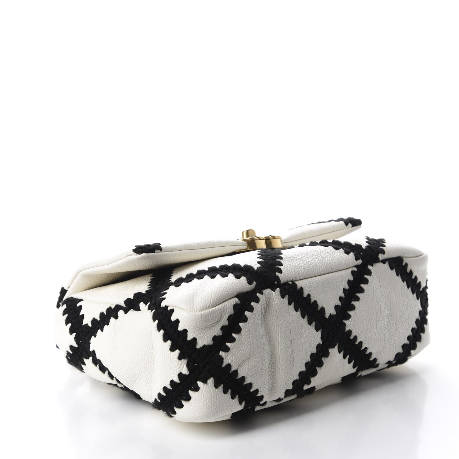 Chanel Calfskin Crochet Medium 19 Flap White Black 4 of 10
