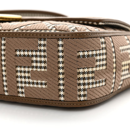 Fendi Wool Vitello King Houndstooth FF Embroidered Baguette Beige Moro 10 of 10
