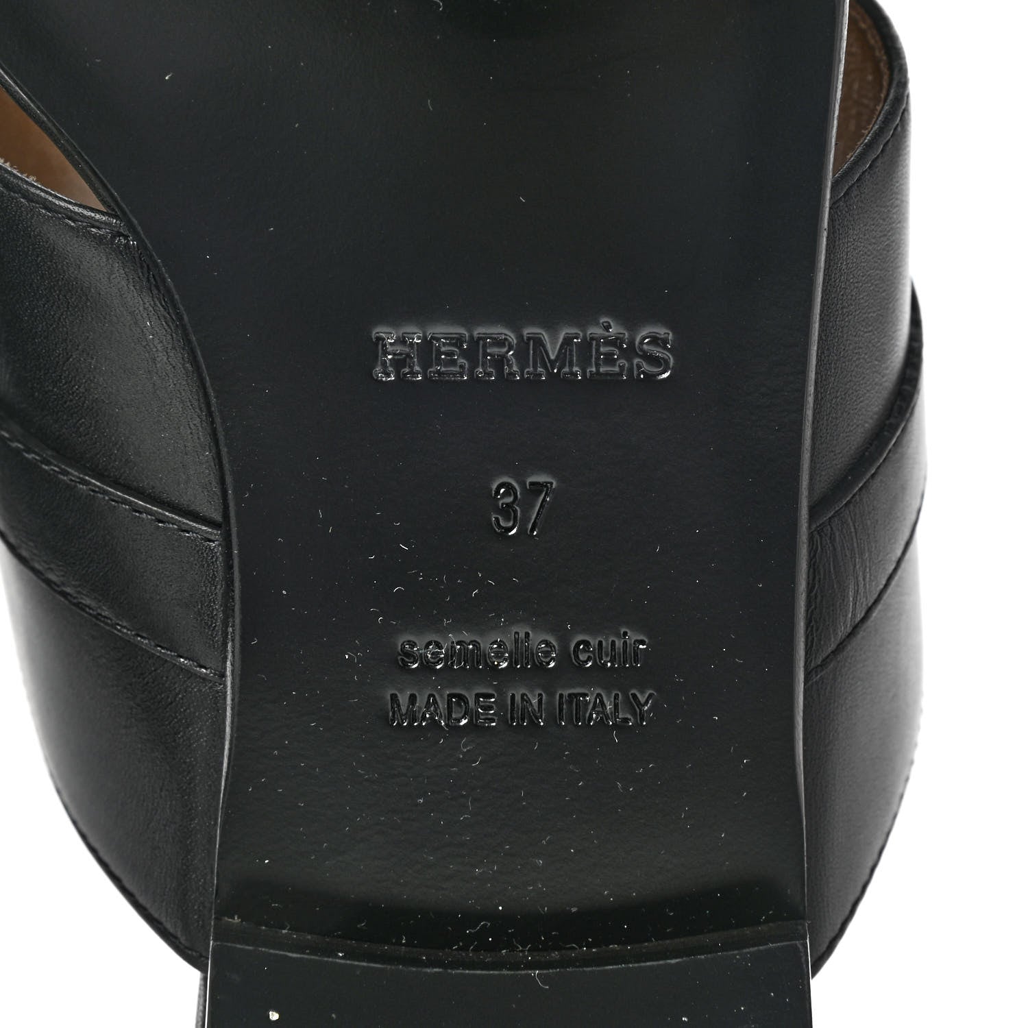 Hermes Calfskin Avenue Sandals 37 Black 6 of 9