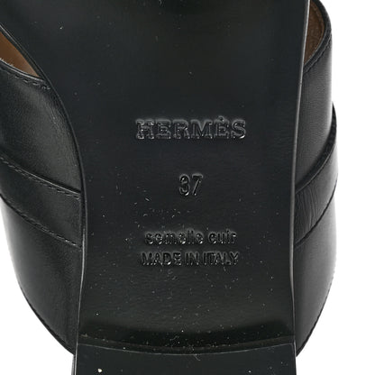 Hermes Calfskin Avenue Sandals 37 Black 6 of 9