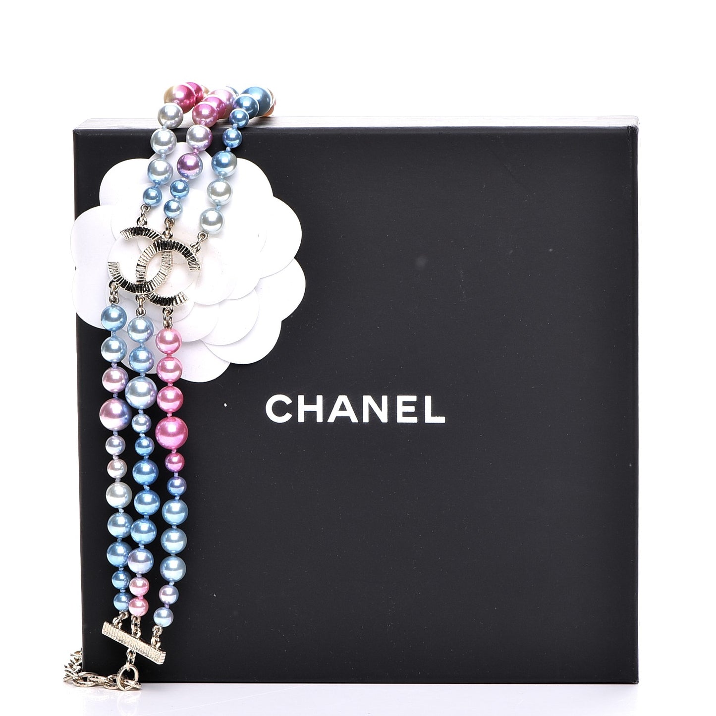 Pearl CC Multi Strand Necklace Gold Pink Fuchsia Blue