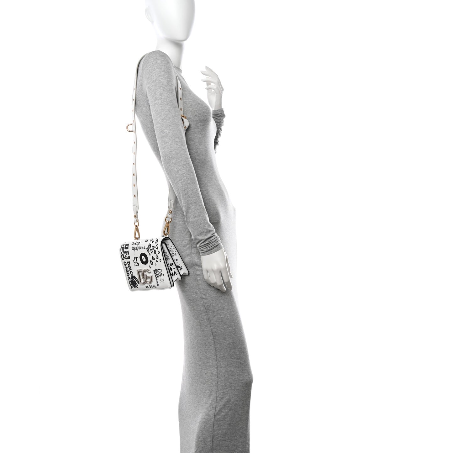Calfskin DG Graffiti Print 3.5 Crossbody White