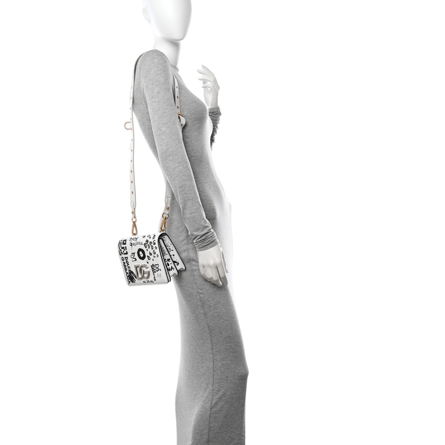 Dolce & Gabbana Calfskin DG Graffiti Print 3.5 Crossbody White 2 of 11