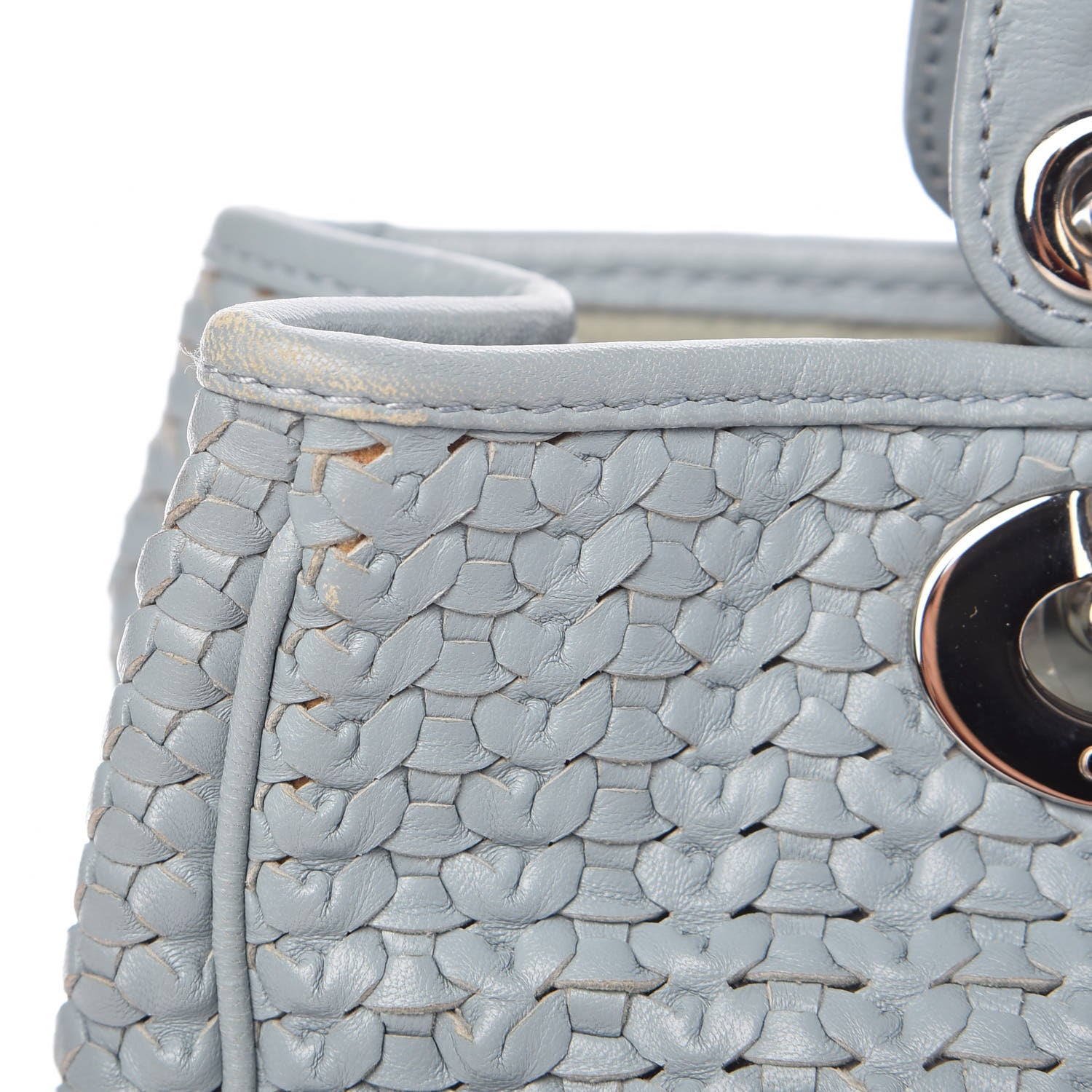 Christian Dior Lambskin Woven Medium Lady Dior Shopping Tote Light Blue 9 of 14