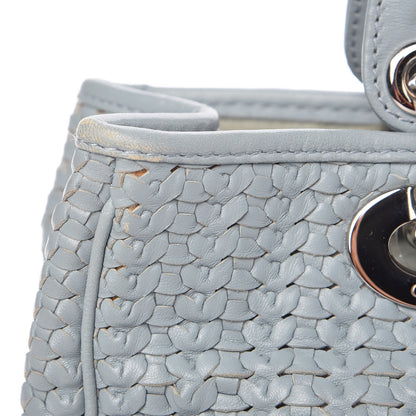 Christian Dior Lambskin Woven Medium Lady Dior Shopping Tote Light Blue 9 of 14