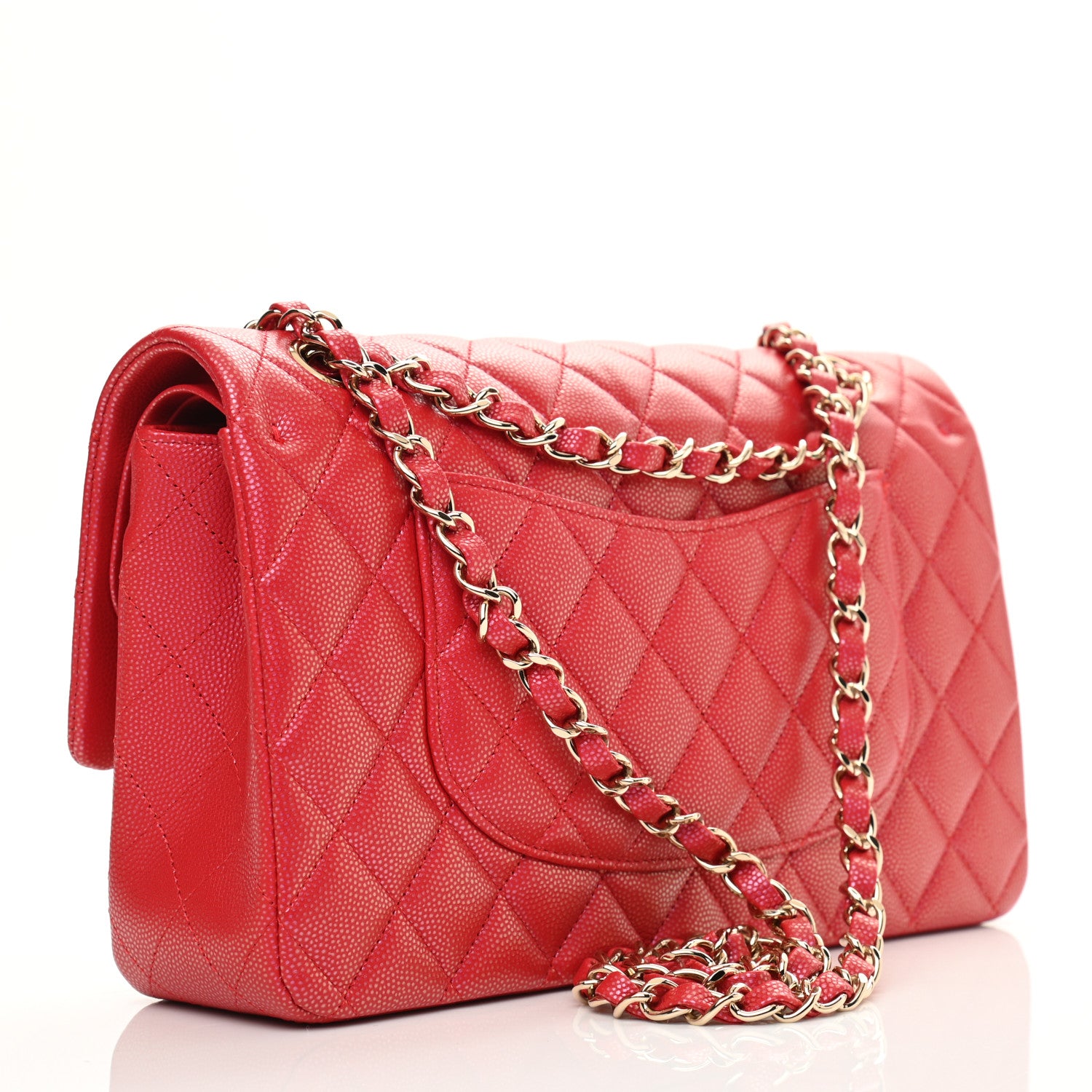 Chanel Iridescent Caviar Quilted Medium Double Flap Red 3 of 12