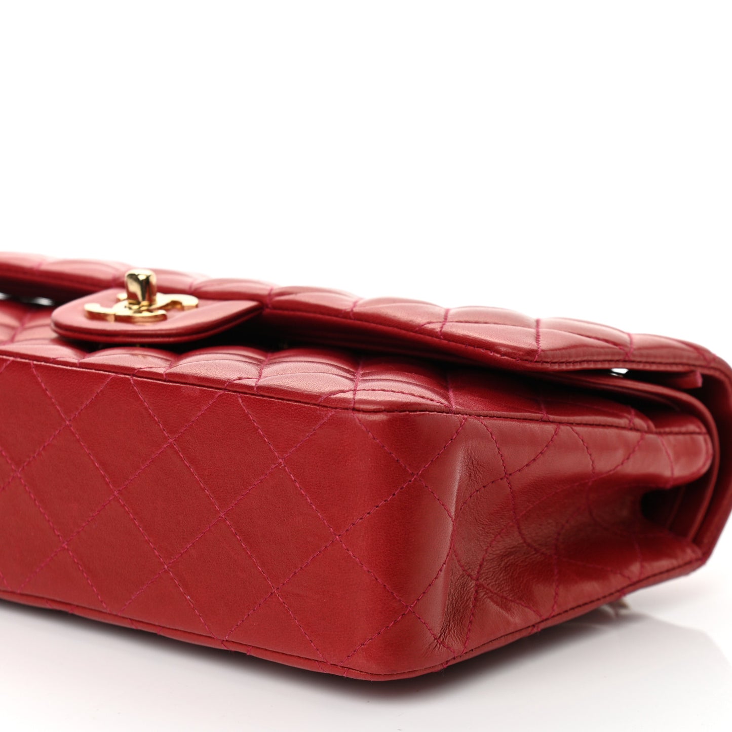 Lambskin Quilted Medium Double Flap Dark Bordeaux