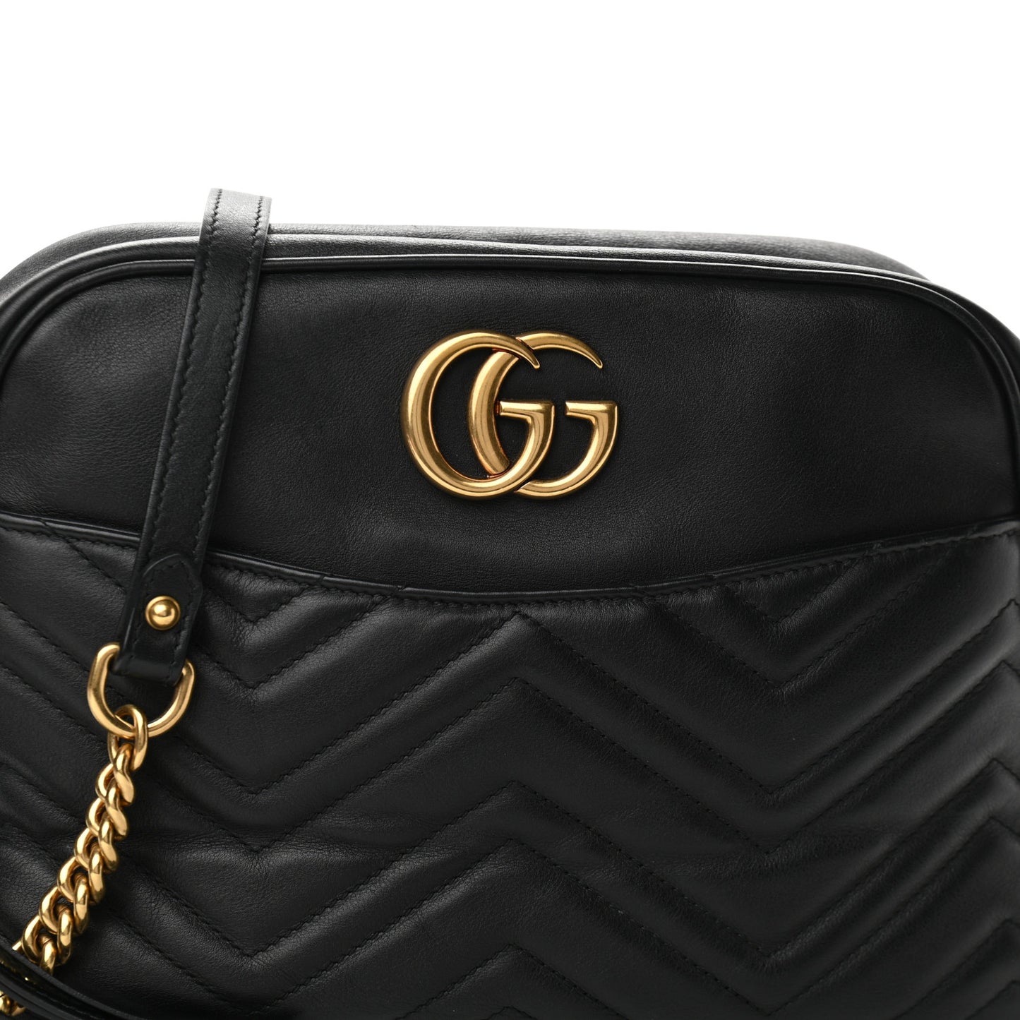 Calfskin Matelasse Medium GG Marmont Chain Shoulder Bag Black