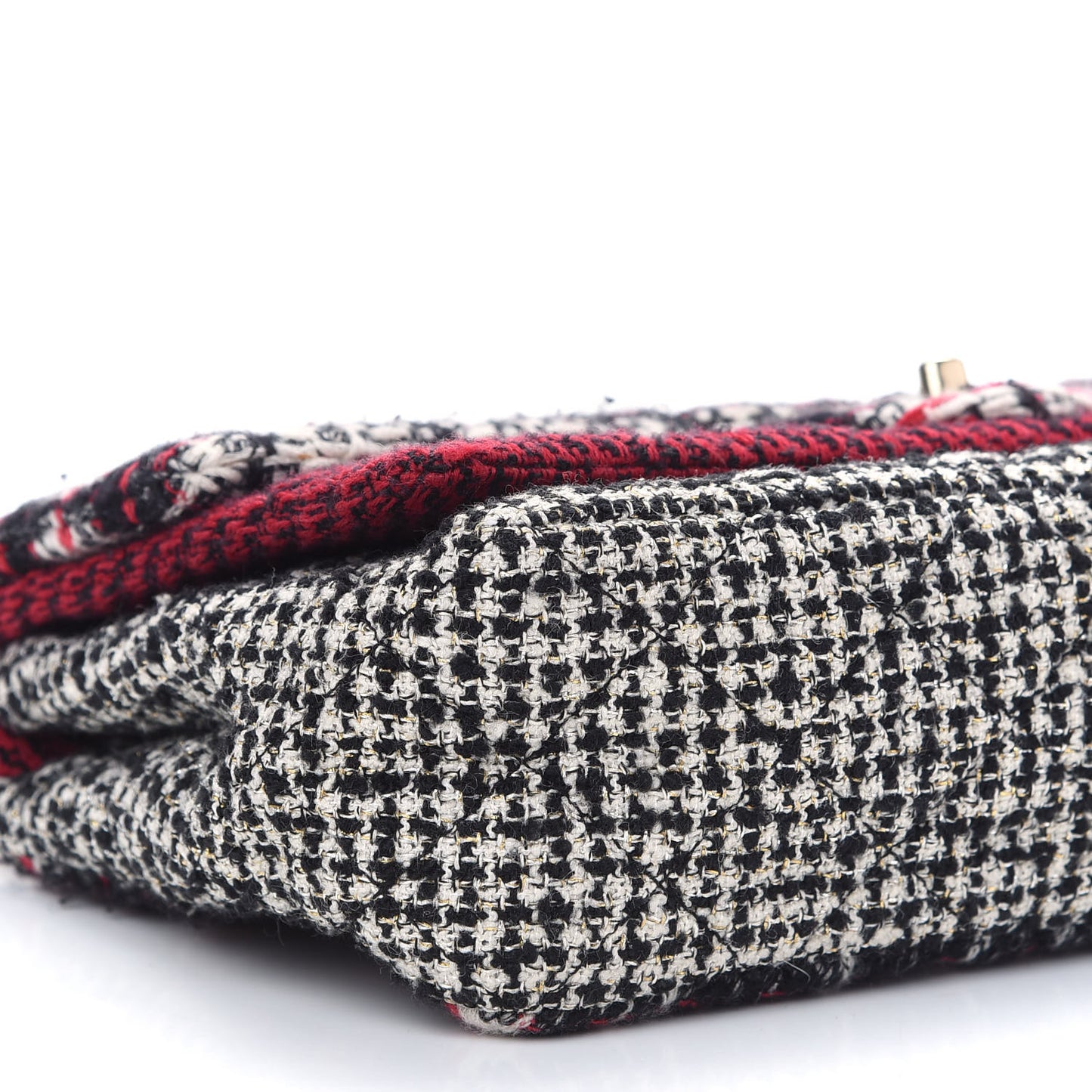 Tweed Quilted Medium Single Flap Red Black White