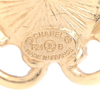 Chanel Resin CC Flower Earrings Gold Pink 4 of 5