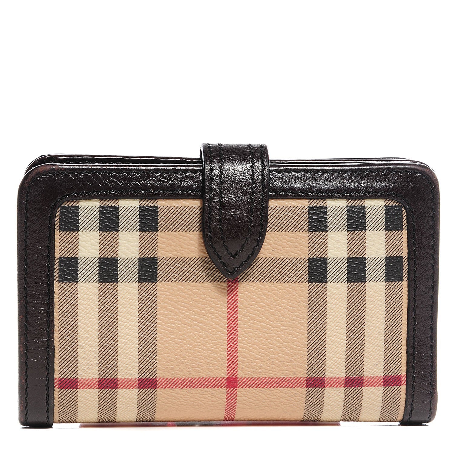 Burberry Haymarket Check Compact Zip Wallet Chocolate 1 of 9