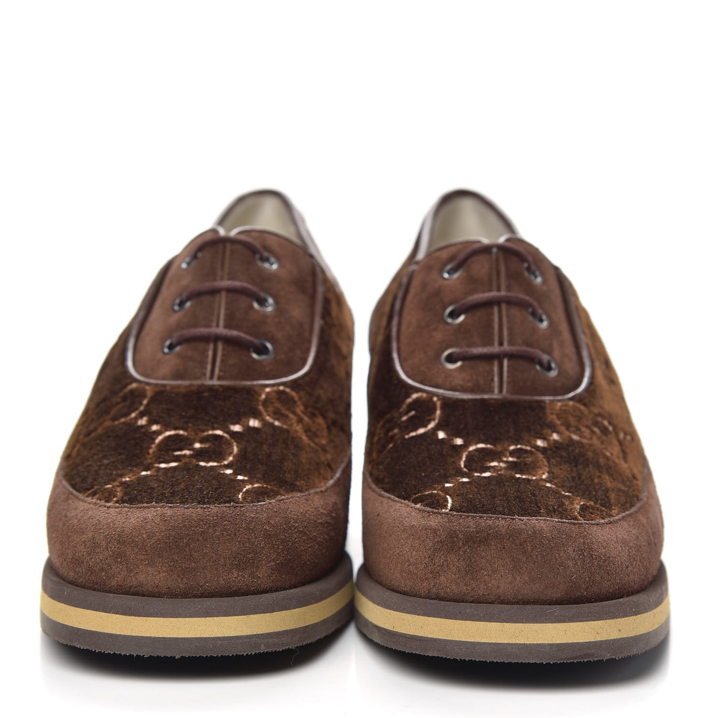 Velvet GG Monogram Thompson Derby Loafers 39.5 Vintage Cocoa Brown