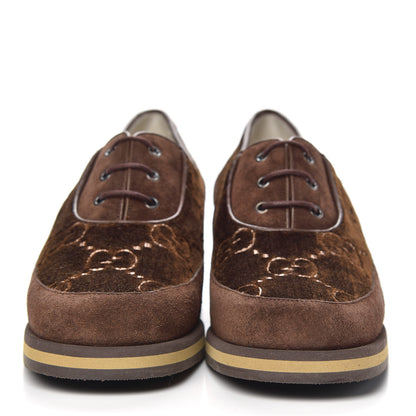 Gucci Velvet GG Monogram Thompson Derby Loafers 39.5 Vintage Cocoa Brown 2 of 9